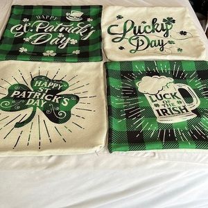 Set of 4 St Pattys Day decorative pillow covers 18”x18”